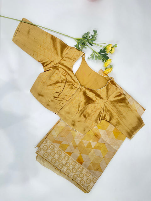 Yellow Semi Tussar Saree