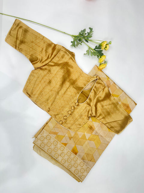 Yellow Semi Tussar Saree