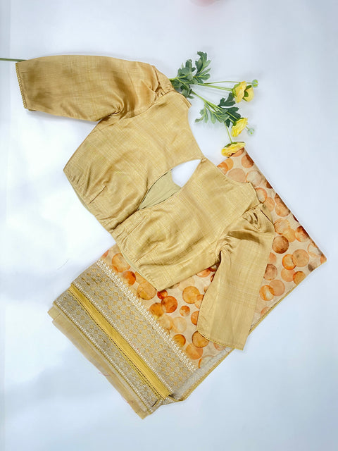 Yellow Bubble Semi Tussar Saree