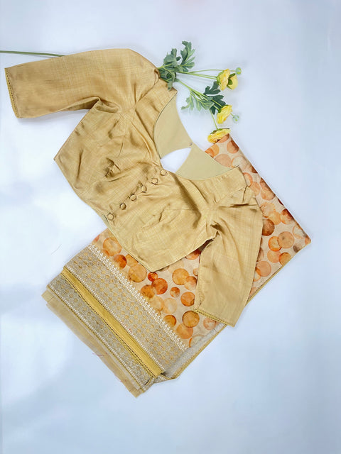 Yellow Bubble Semi Tussar Saree