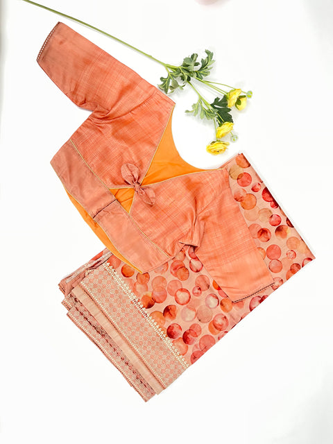 Peach Bubble Semi Tussar Saree