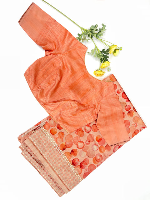 Peach Bubble Semi Tussar Saree