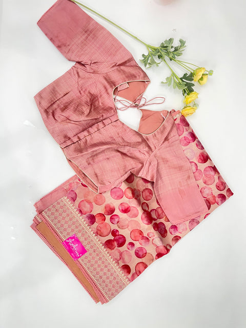 Pink Bubble Semi Tussar Saree