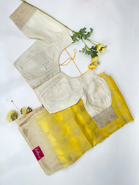 Yellow Moonga Silk Saree