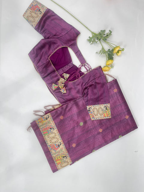 Violet Semi Tussar Saree