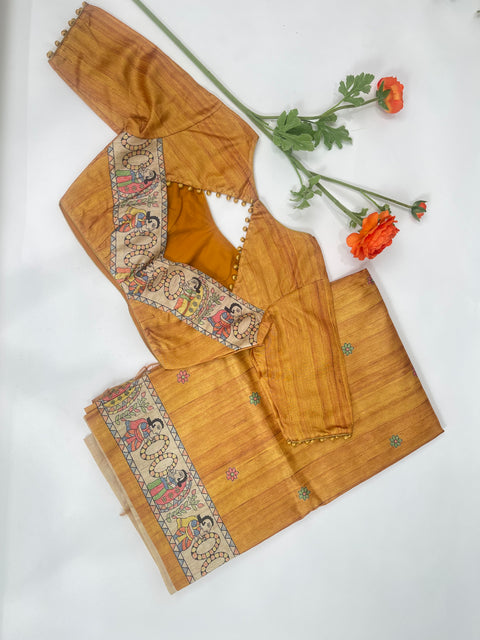 Mustard Semi Tussar Saree