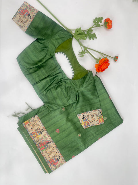 Green Semi Tussar Saree
