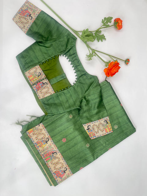Green Semi Tussar Saree
