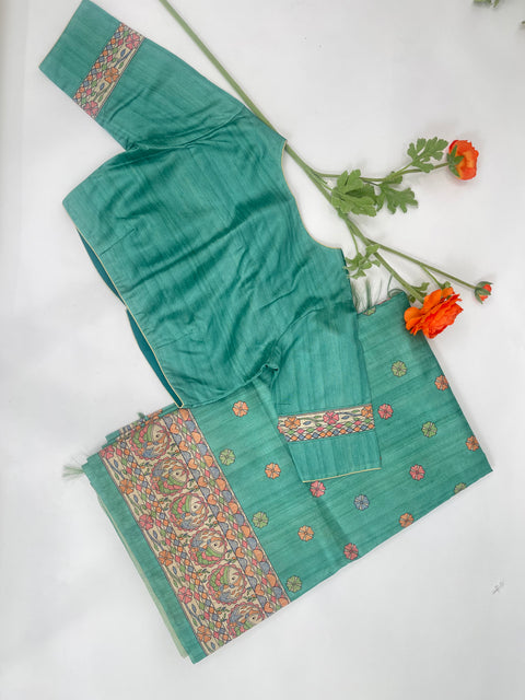 Mint Semi Tussar Saree