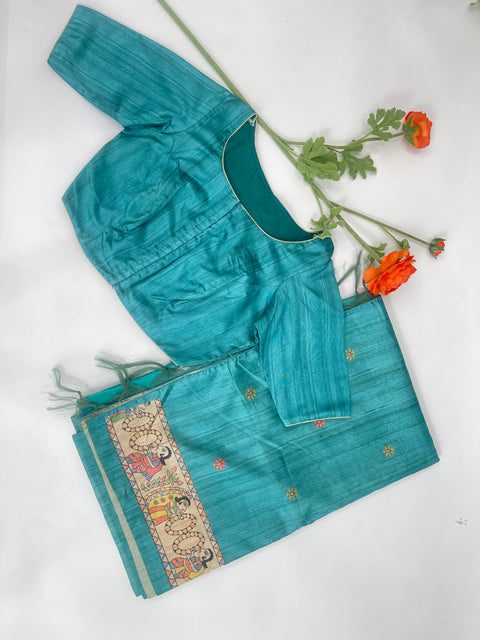 Blue Semi Tussar Saree