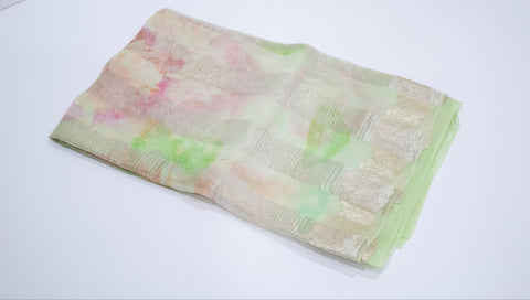 Light Green Floral Organza Saree with Designer Blouse
