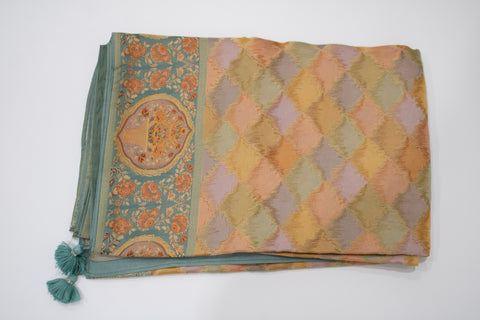 Sage Green Multi Satin Organza Saree