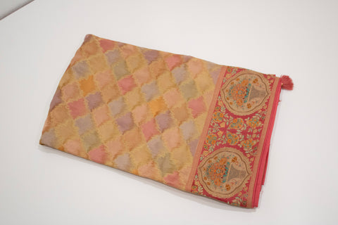 Rose Pink Multi Satin Organza Saree