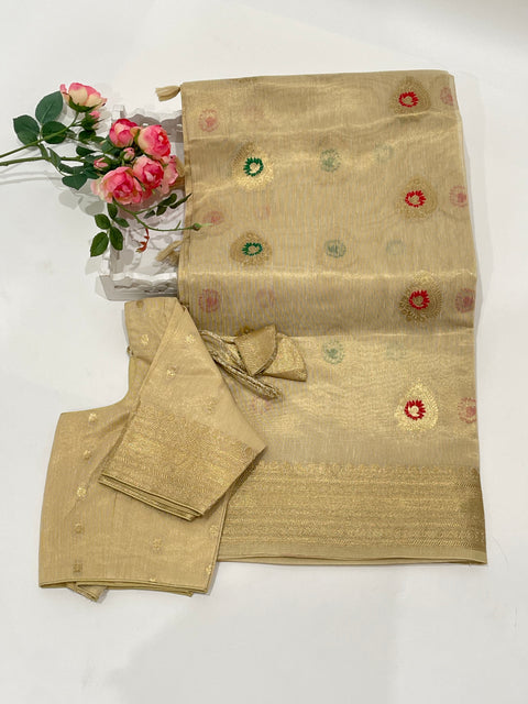 Cream Tissue Saree