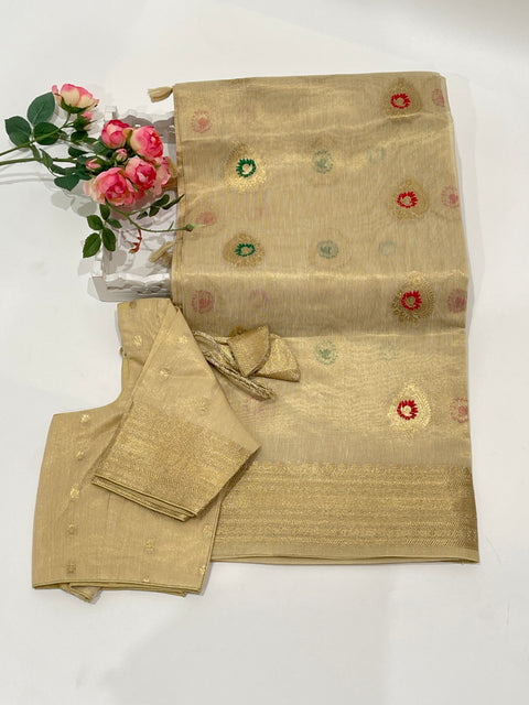 Cream Tissue Saree