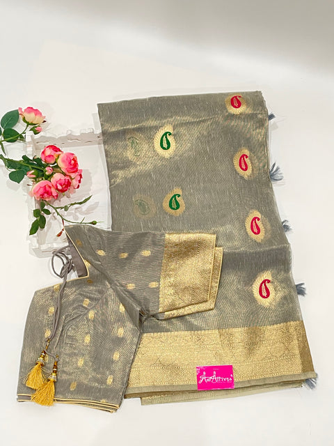 Grey Tissue Saree