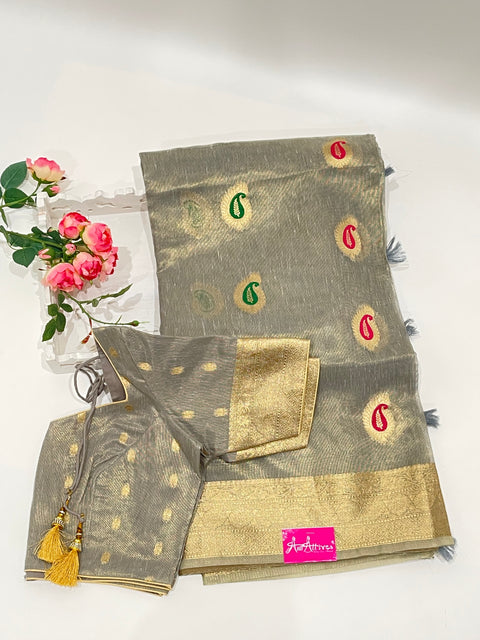 Grey Tissue Saree
