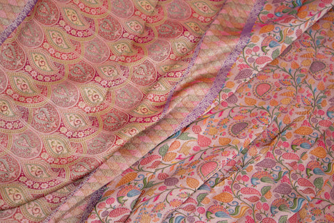 Lilac Tissue Georgette Floral Saree with Zari Border