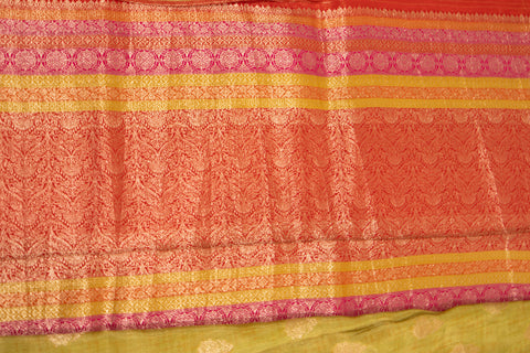 Beige with Pink & Orange Woven Border Dola Saree With blouse
