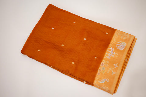 Mustard Mashru Satin Saree With blouse