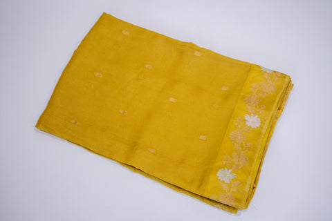 Yellow Kota Saree with Gold Floral Border