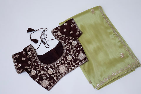 Light Green Soft Organza Cocktail saree