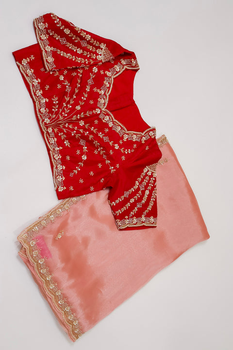 Baby Pink Soft Organza Cocktail saree