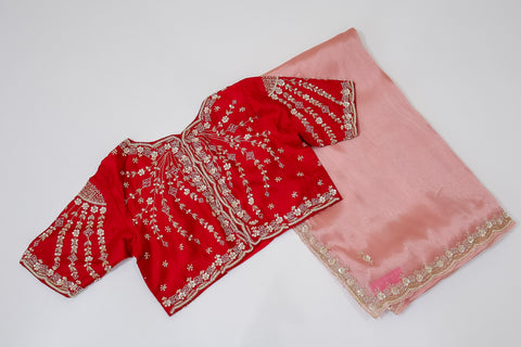 Baby Pink Soft Organza Cocktail saree