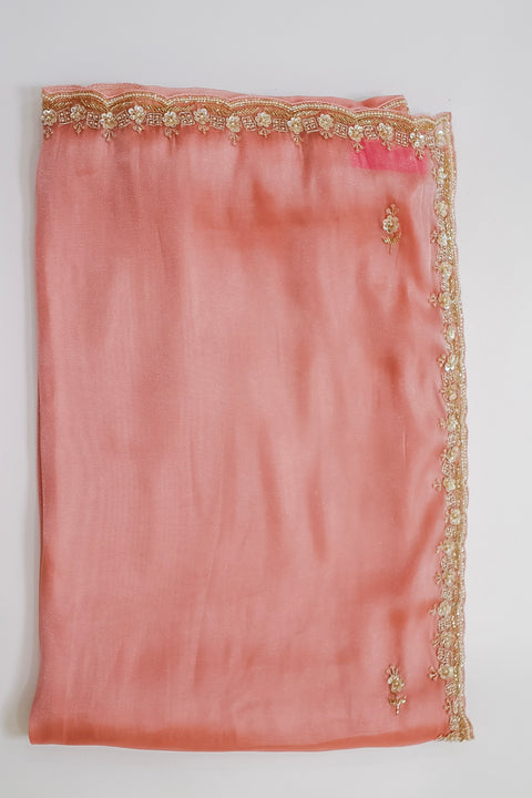 Baby Pink Soft Organza Cocktail saree