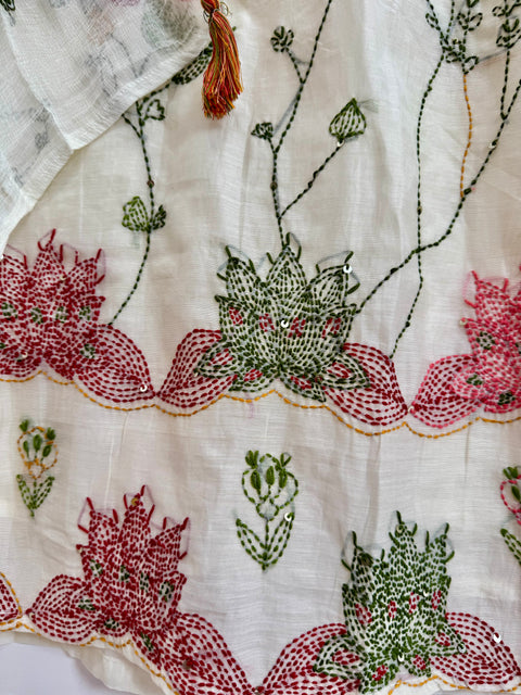 Ivory Kurta, Pants and Dupatta Set