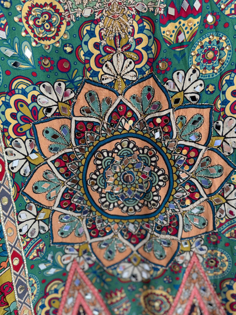 Green Multi Kurta, Pants and Dupatta Set