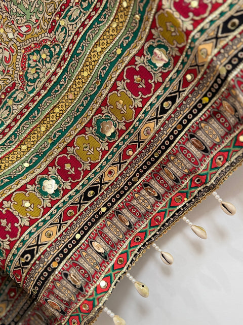 Green Multi Kurta, Pants and Dupatta Set