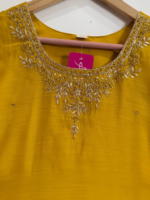 Yellow Kurta, Pants and Dupatta Set