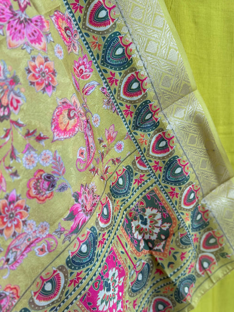 Green Kurta, Pants and Dupatta Set