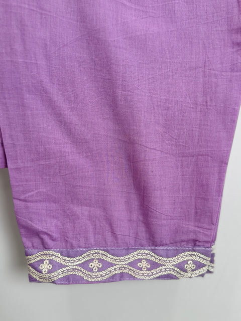 Lilac and White Kurta, Pants and Dupatta Set
