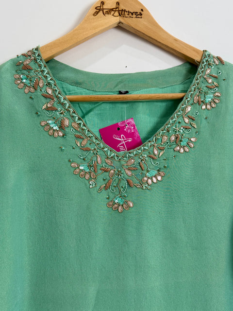 Sage Kurta, Pants and Dupatta Set