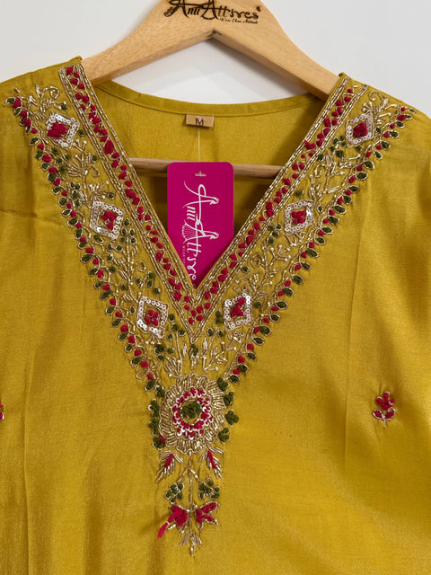 Yellow Kurta, Pants and Dupatta Set