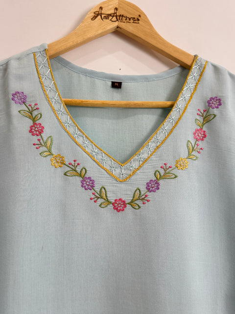 Icy Blue Kurta, Pants and Dupatta Set