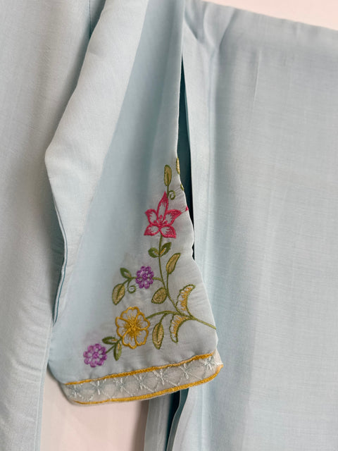 Icy Blue Kurta, Pants and Dupatta Set