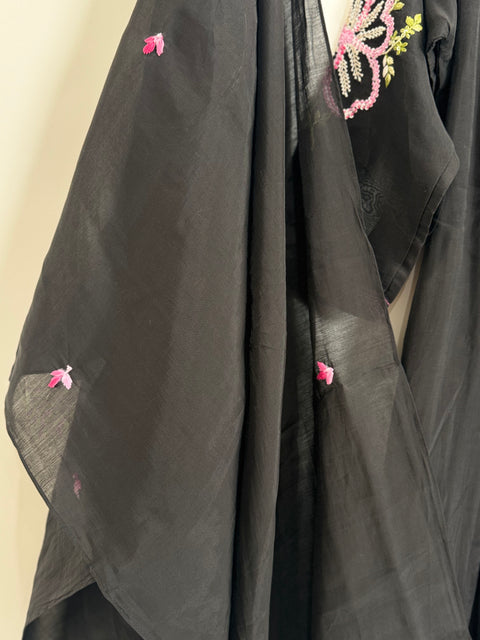 Black Kurta, Pants and Dupatta Set