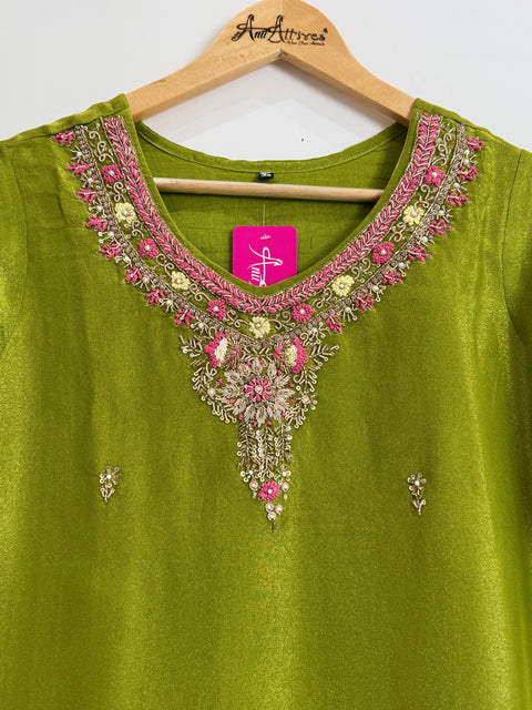 Green Kurta, Pants and Dupatta Set