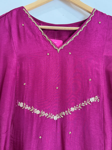Deep Magenta Kurta, Pants and Dupatta Set