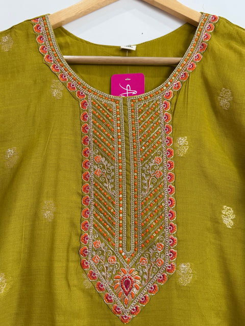 Green Kurta, Pants and Dupatta Set