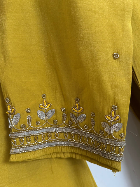 Mustard Yellow Kurta, Pants and Dupatta Set