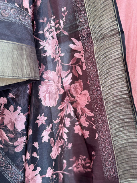 Peach Kurta, Pants and Dupatta Set