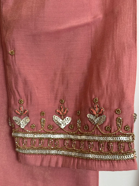 Peach Kurta, Pants and Dupatta Set