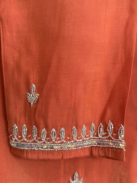 Orange Kurta, Pants and Dupatta Set