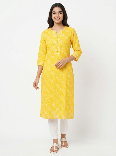 yellow Straight Kurti