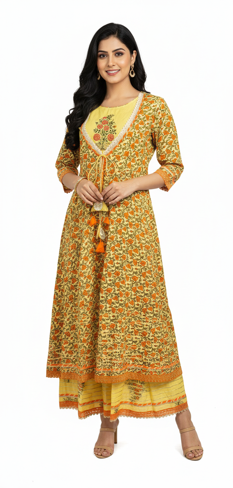 Yellow A-Line Kurti