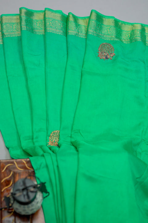 Rama Green Moonga Silk Saree